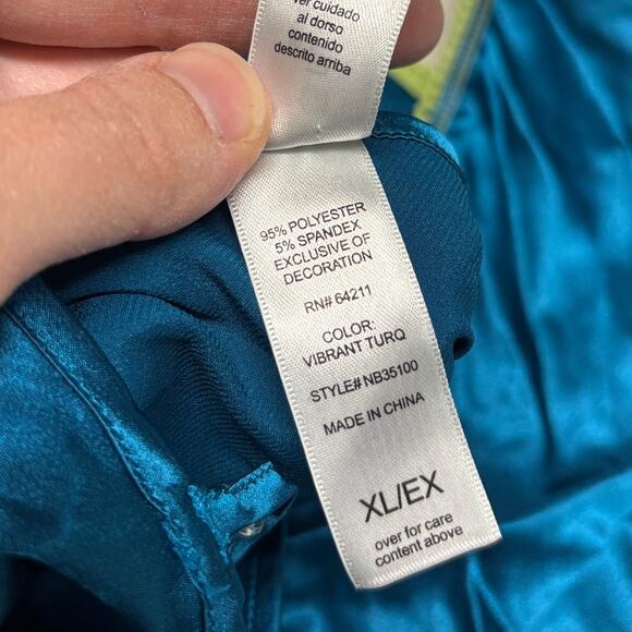 Babydoll Tank Top Satin Blue XL Y2K going out top No Boundaries - Picture 7 of 7